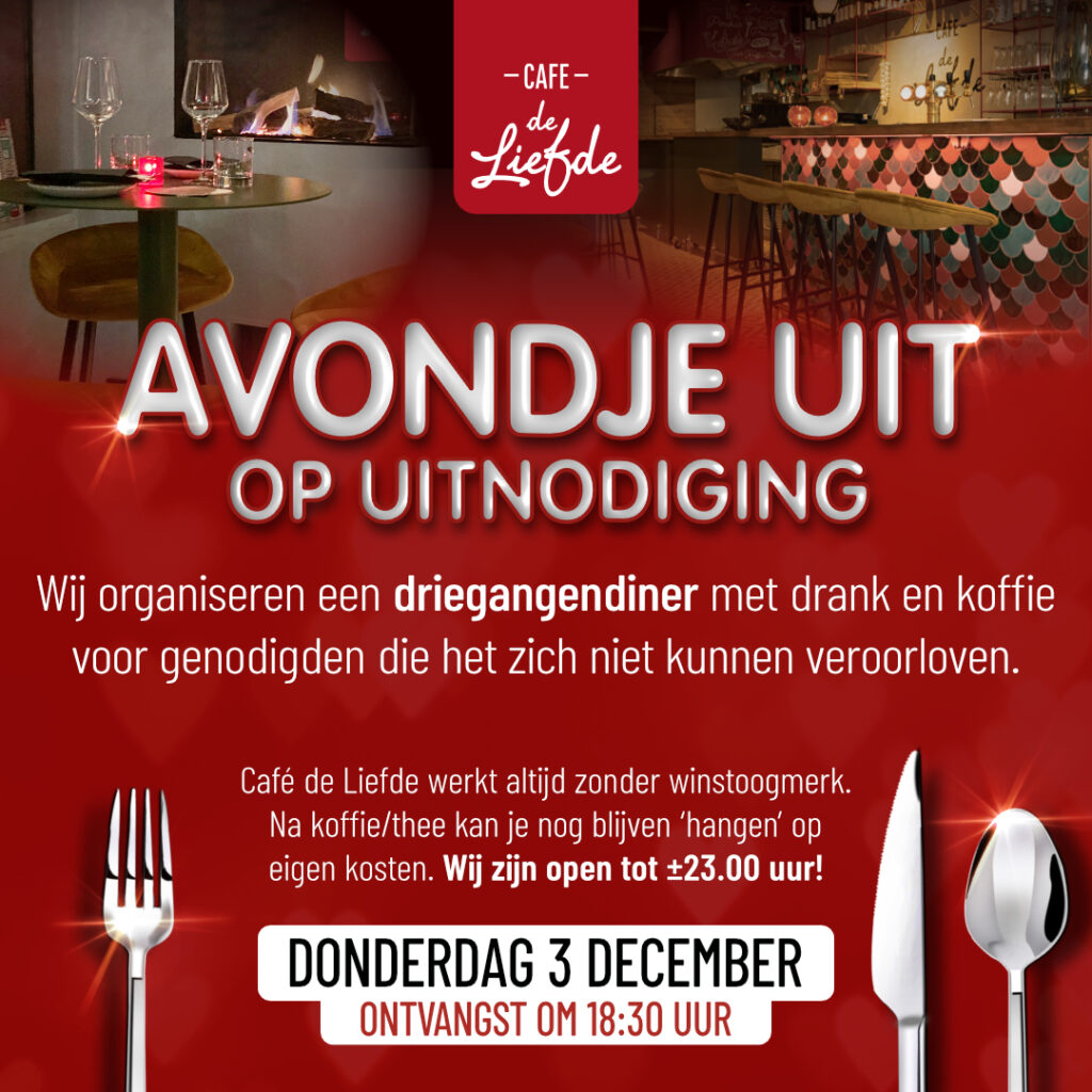 Charity diner 3 december in Harderwijk